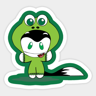 Dot the Cat in a Frog Costum Sticker